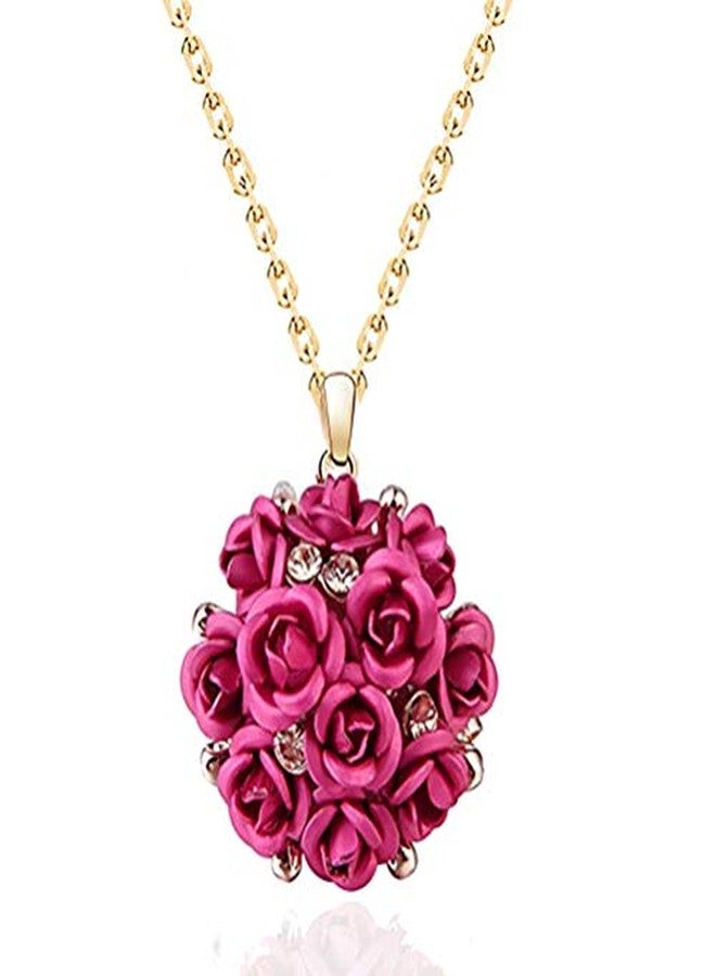 YouBella Jewellery Stylish Gold Plated Floral Necklace Jewellery for Women and Girls (Pink) - Image 2
