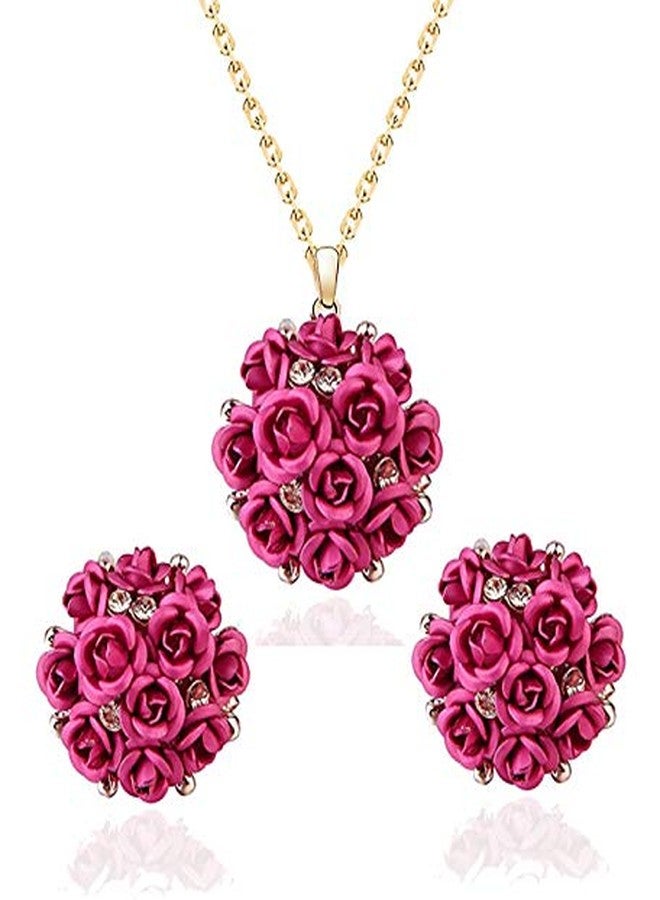 YouBella Jewellery Stylish Gold Plated Floral Necklace Jewellery for Women and Girls (Pink) - Image 1