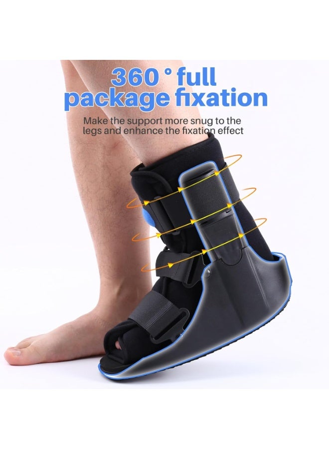 Halamine Short Air Walker Boot, Inflatable Ankle Brace for Forefoot/Foot Injuries, Ankle Sprain & Foot Fracture Rehabilitation, Black High-Density Sponge - Image 5