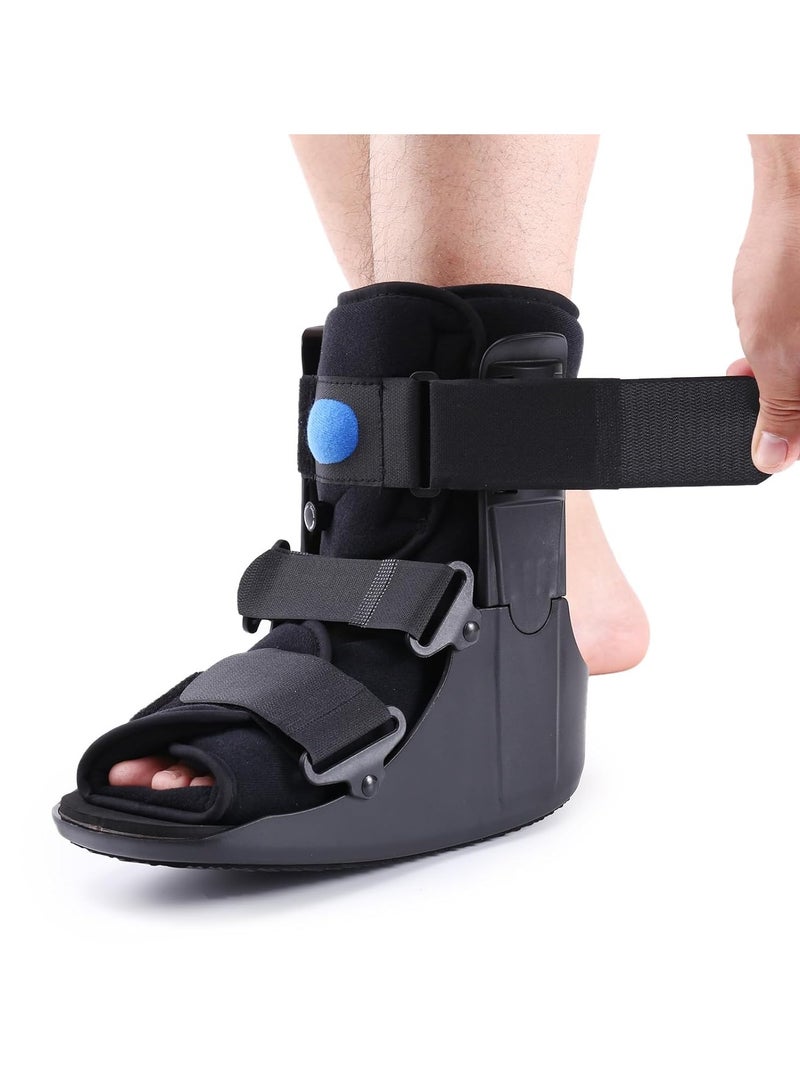 Halamine Short Air Walker Boot, Inflatable Ankle Brace for Forefoot/Foot Injuries, Ankle Sprain & Foot Fracture Rehabilitation, Black High-Density Sponge - Image 1