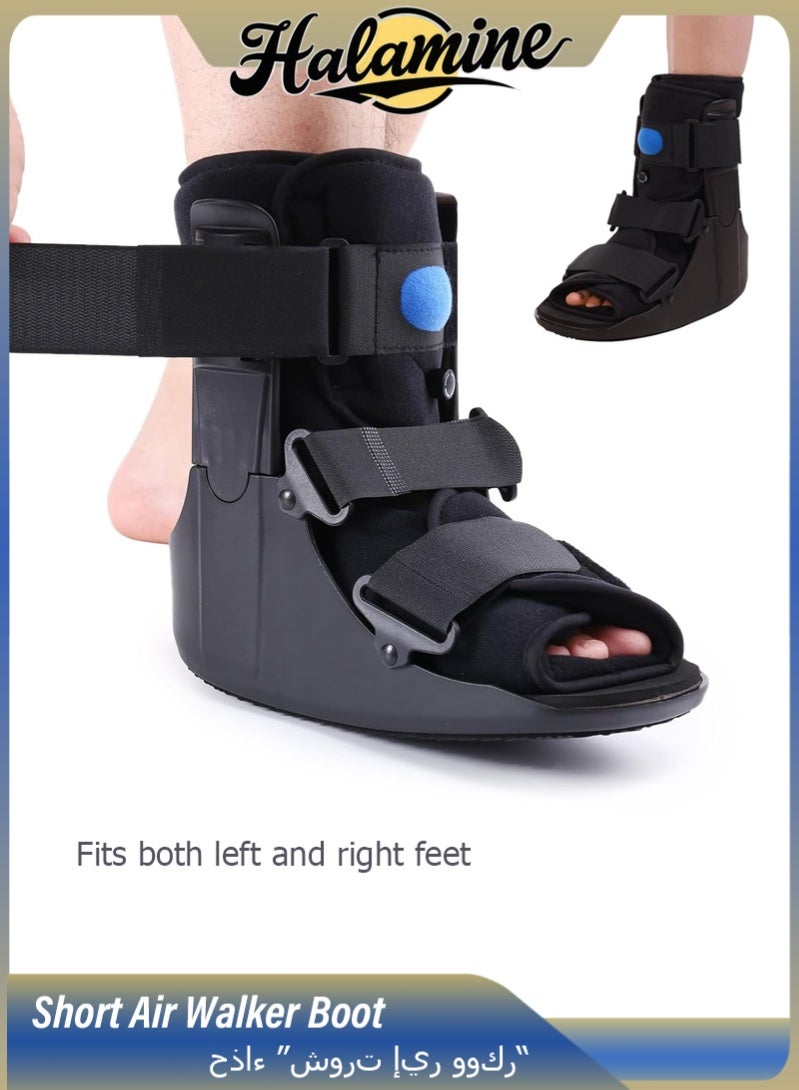 Halamine Walking Boot,Short Air Walker Boot, Inflatable Ankle Brace for Forefoot/Foot Injuries, Ankle Sprain & Foot Fracture Rehabilitation, Black High-Density Sponge - Image 1