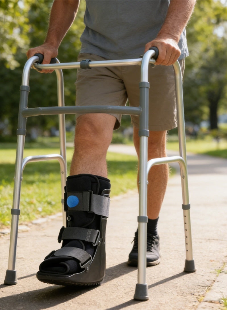 Halamine Walking Boot,Short Air Walker Boot, Inflatable Ankle Brace for Forefoot/Foot Injuries, Ankle Sprain & Foot Fracture Rehabilitation, Black High-Density Sponge - Image 3