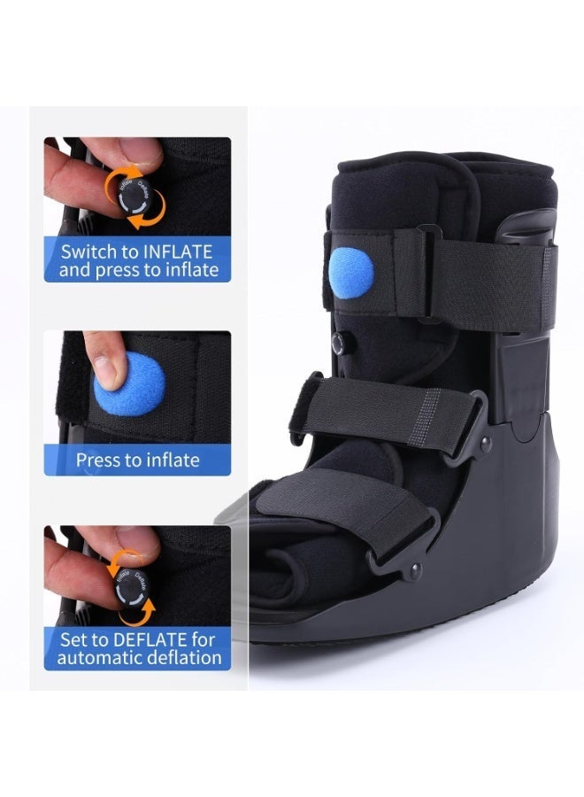 Halamine Walking Boot,Short Air Walker Boot, Inflatable Ankle Brace for Forefoot/Foot Injuries, Ankle Sprain & Foot Fracture Rehabilitation, Black High-Density Sponge - Image 4