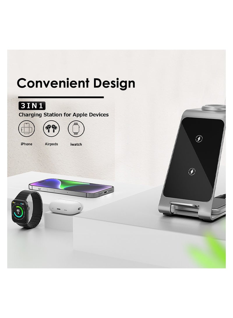 Energizer WCP302 3-In-1 Wireless Charging Stand, Universal Compatibility, Fast Charging, 15W Max, Minimal Heat Silver - Image 2