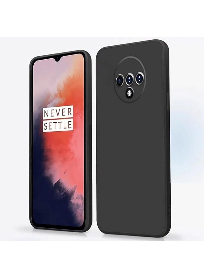جراب لهاتف ون بلس 7T، مصنوع من السيليكون الناعم والمطاط، مقاوم للصدمات، بلمسة نهائية غير لامعة، وبطانة داخلية من القماش، مع حماية للكاميرا، باللون الأسود.