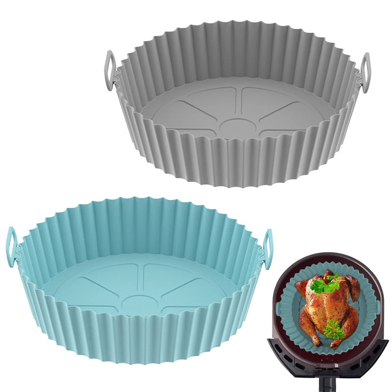 Air Fryer Silicone Pot 2 Pack Reusable Airfryer Liners Air Fryer Accessories Kitchen Accessories Replacement for Disposable Parchment Paper Liner Compatible with Ninja Tower COSORI