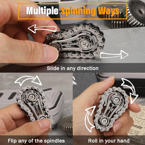 Amarlozn Cool Sprockets Fidget Chain Hand Roller Toys for Kids Adults Metal Transformable Sensory Bike Chain Gears EDC Novelty Stress Relief Desk Office Easter Birthday Gift for Boys Girls Boyfriend Men - Image 5