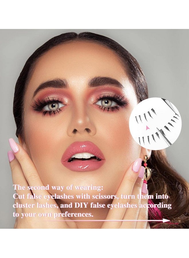 False Eyelashes Bottom Lashes Wispy Natural Mink Lashes Clear Band DIY Lashes Reusable Soft Handmade Lashes Pack