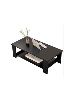 Cool Baby COOLBABY Coffee Table Solid Wood Tatami Low Table Balcony Tea Table Picnic Table Entertainment Table Suitable for Living Room Home Office Rectangular Coffee Table (Black, 120*60*42cm)  - Image 1