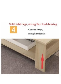 Cool Baby COOLBABY Coffee Table Solid Wood Tatami Low Table Balcony Tea Table Picnic Table Entertainment Table Suitable for Living Room Home Office Rectangular Coffee Table (Black, 120*60*42cm)  - Image 4