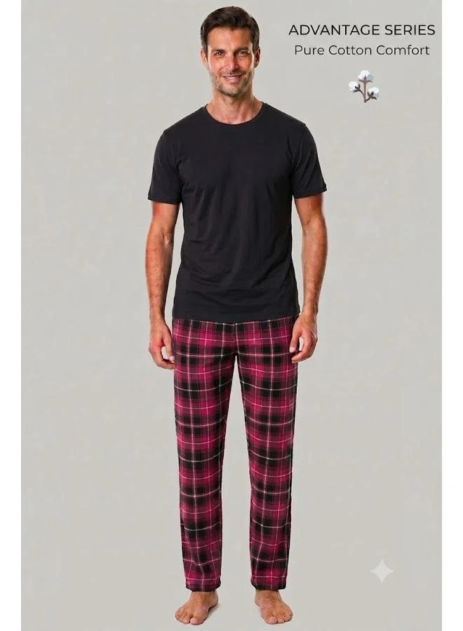 Aytuğ Men's Cotton Plaid Under Pajama Light Red.
