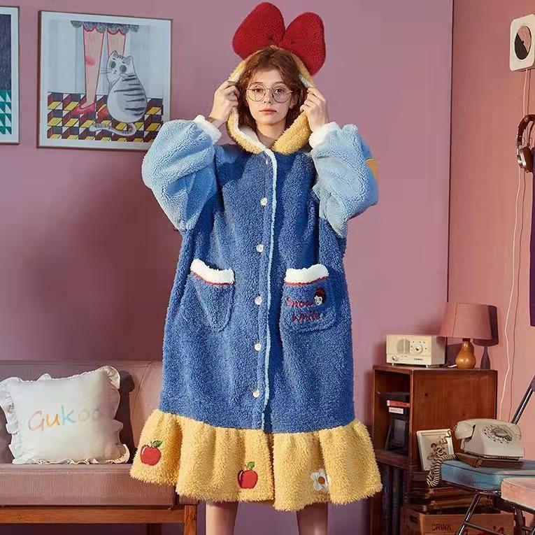 Autumn Winter Men And Women Ugly Fish Peco Donald Duck Thickened War Robe Flannel Home Clothes Nightgown Bathrobe Cosplay - Image 1