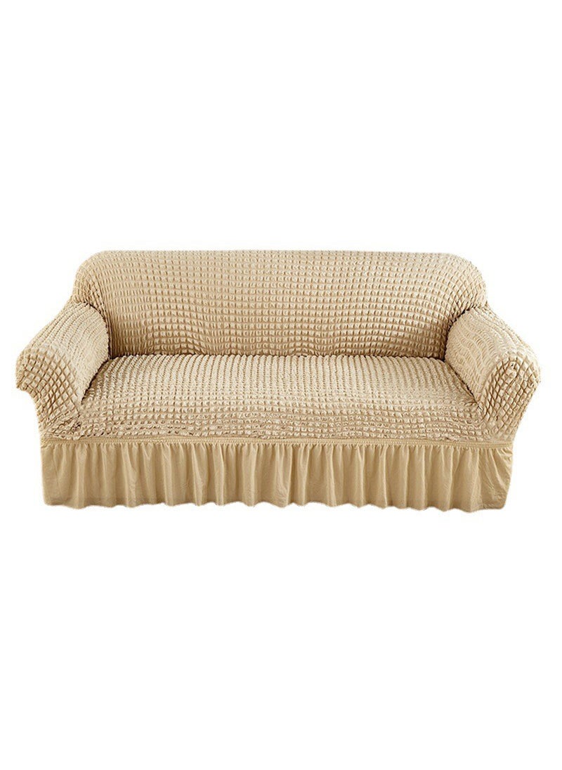GOOTOY 4 Piece Sofa Cover with Skirt Sectional Couch Covers  European Style Armchair Sofa Cover Washable Super Stretchable Anti-Wrinkle Slip Fit Universal Furniture Protector Beige  - Image 4