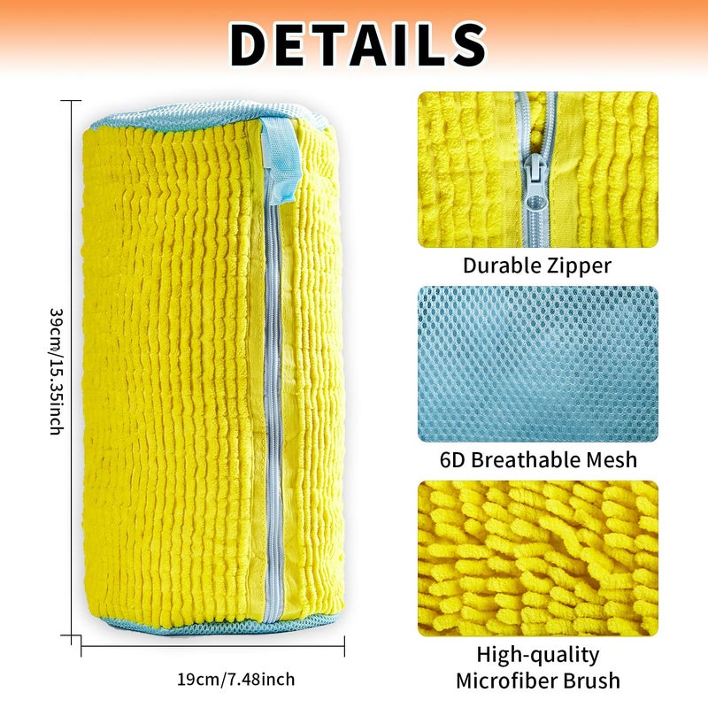 Shoe Washing Machine Bag, 2Pcs Reusable Shoe Cleaning Bag for Washing Machine, Shoe Laundry Bag for Washer, Cleaner bag for Sneakers Tennis Shoes (Yellow 2pcs) - Image 4