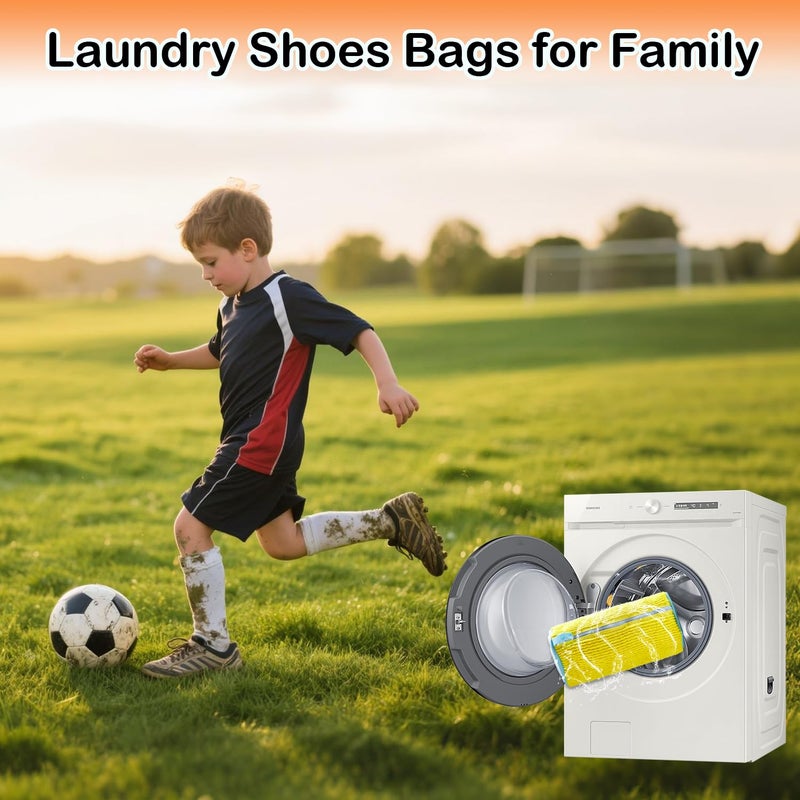 Shoe Washing Machine Bag, 2Pcs Reusable Shoe Cleaning Bag for Washing Machine, Shoe Laundry Bag for Washer, Cleaner bag for Sneakers Tennis Shoes (Yellow 2pcs) - Image 3