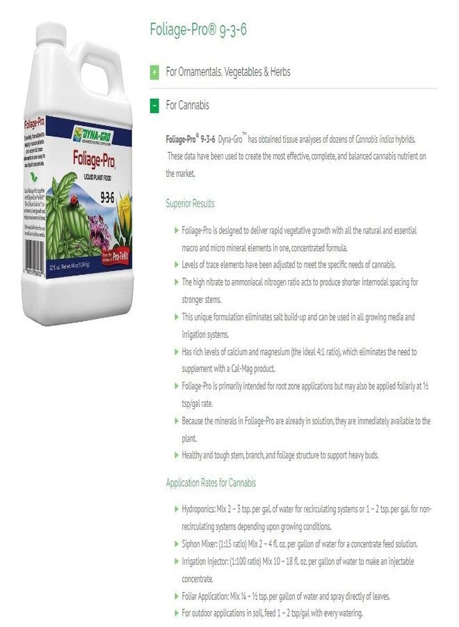 Dyna-Gro Foliage-Pro Nutrient, 1 Qt (DYFOL032) - Image 5