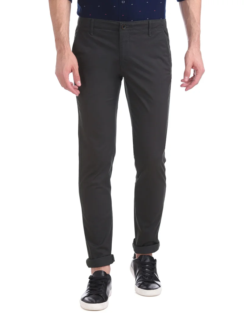 Slim Fit Flat Front Trousers