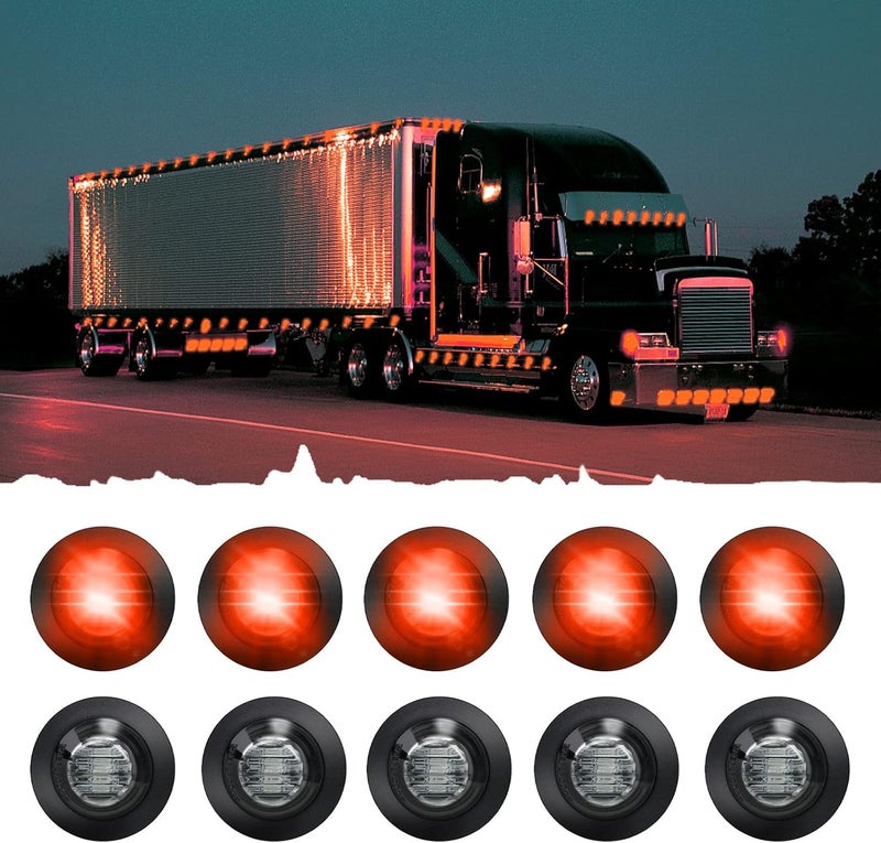 FABOOD F 10PCS Waterproof Smoked Red Mini Round LED Lights - Image 1