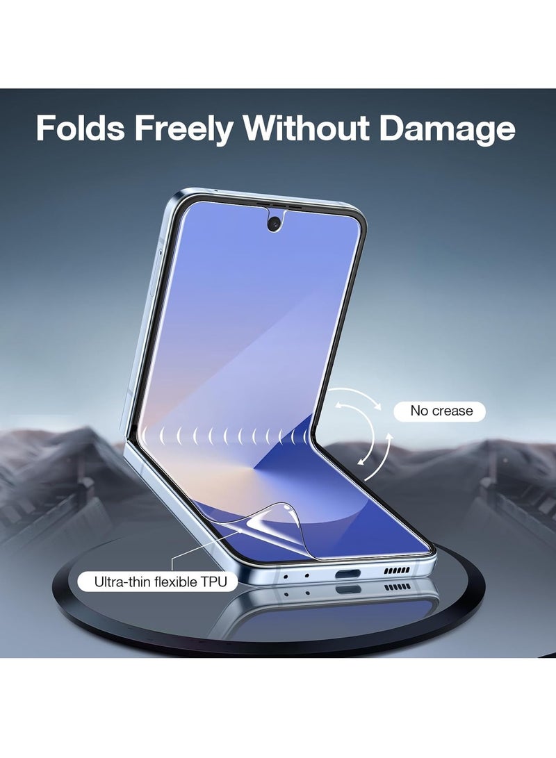واقي شاشة متوافق مع Galaxy Z Flip 6 2024، غشاء هيدروجيل TPU ناعم حساس للمس، تغطية كاملة، TPU مرن ممتاز، واقي شاشة عالي الوضوح لهاتف Galaxy Z Flip 6 - Image 4