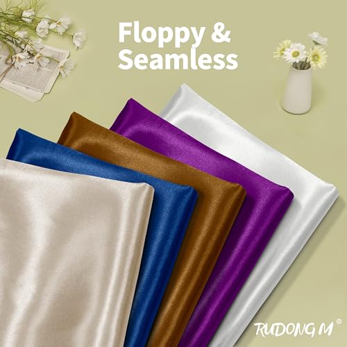RUDONG M Beige Satin Fabric by The Yard, 1 Yard x 60 Inch Wide Silky Charmeuse Satin Fabric, Soft Satin Fabric for Wedding Decorations, Bridal Dress, Sewing, Accessories, DIY Crafts - Image 2