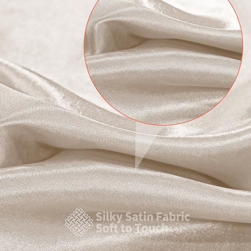 RUDONG M Beige Satin Fabric by The Yard, 1 Yard x 60 Inch Wide Silky Charmeuse Satin Fabric, Soft Satin Fabric for Wedding Decorations, Bridal Dress, Sewing, Accessories, DIY Crafts - Image 5