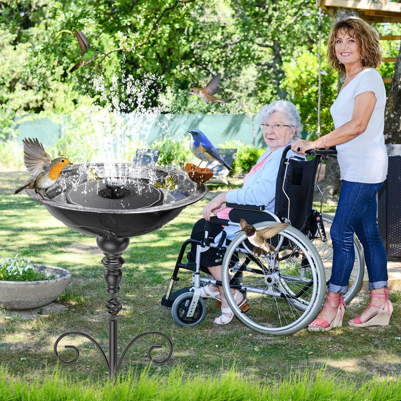Gouisalin 35In Bird Bath for Outside, Vintage Metal Birdbaths & Birdfeeder with 5 Prong Bases for Outdoors, Freestanding Bird Feeder Bowl with for Garden Yard Lawn Decor (Vintage Silver) - Image 5