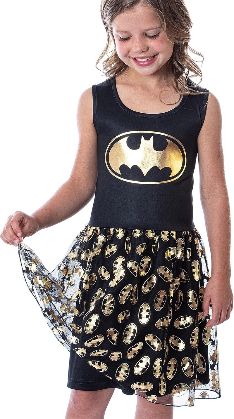 INTIMO DC Comics Girl's Batman Logo Tank Nightgown Costume Pajama Dress - Image 2