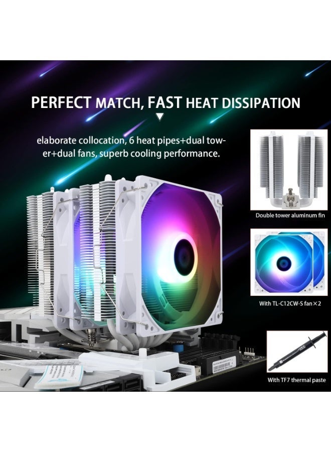 ثيرمالرايت مُبرد الهواء لوحدة المعالجة المركزية Thermalright Peerless Assassin 120 SE ARGB الأبيض، مبرد وحدة معالجة مركزية بـ 6 أنابيب حرارية، مروحتان بمقاس 120 مم من نوع TL-C12CW-S بتحكم PWM، تقنية AGHP، متوافق مع AMD AM4/AM5 وIntel LGA1700/115X/1851/1155/1200 - Image 3