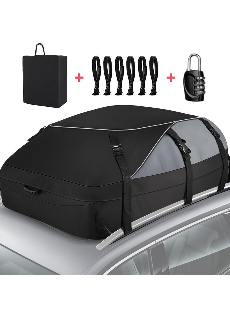FlashHawk Car Rooftop Cargo Carrier Bag Car Organizer Travel Bag 25 Cubic Feet 130*100*43cm Black  - Image 1