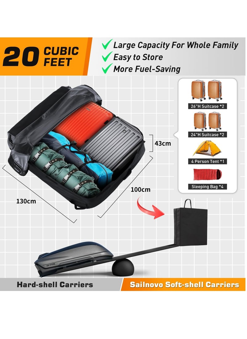 FlashHawk Car Rooftop Cargo Carrier Bag Car Organizer Travel Bag 25 Cubic Feet 130*100*43cm Black  - Image 2