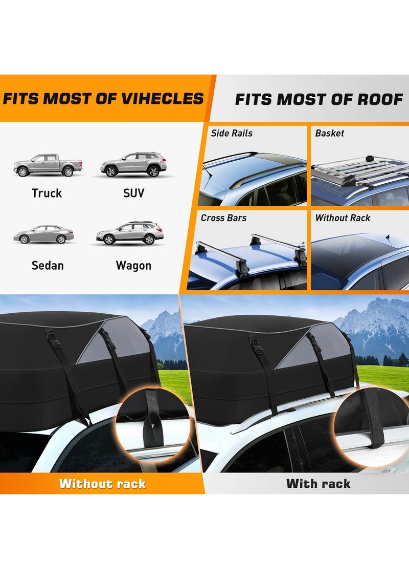 FlashHawk Car Rooftop Cargo Carrier Bag Car Organizer Travel Bag 25 Cubic Feet 130*100*43cm Black  - Image 3