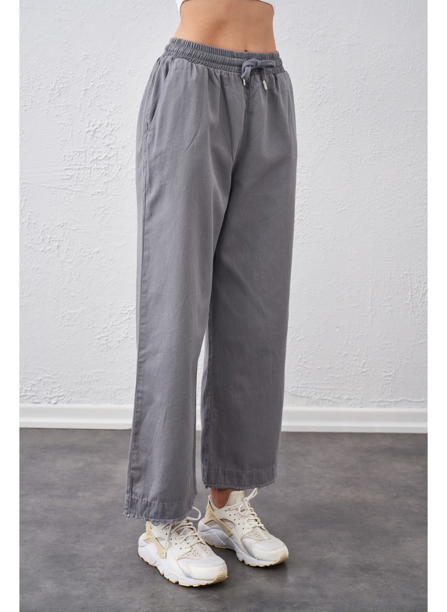 Women's Gray Tie Waist Wide Cut Stitched Leg Trousers - pzsku/Z4A58DEA53D854B69F3DBZ/45/_/1739802285/2a6ab432-5c52-4a28-ac12-035dff0423a2