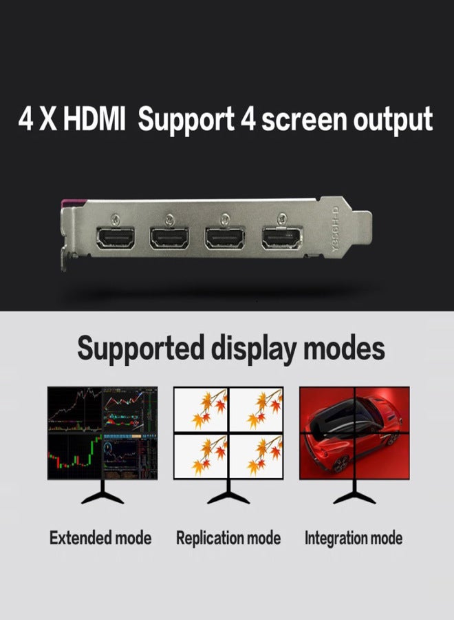 يستون بطاقة رسومات Yeston RX550-4G 4HDMI تدعم الشاشة الرباعية، وتدعم تقسيم الشاشة، وعمق ألوان 10 بت، وتقنية HDR، وذاكرة 4G/128 بت/GDDR5 مع 4 منافذ HDMI. - Image 4