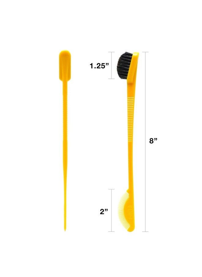 EBIN NEW YORK 24 Hour Edge Tamer Brush 2In1 Brush & Comb 3Pack Swine Bristle Dualended No Flaking Styling Tool | Regular Hard Extreme  - Image 5