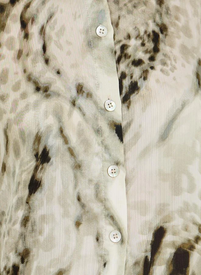 Styli Styli Animal Print Collared Oversized Shirt