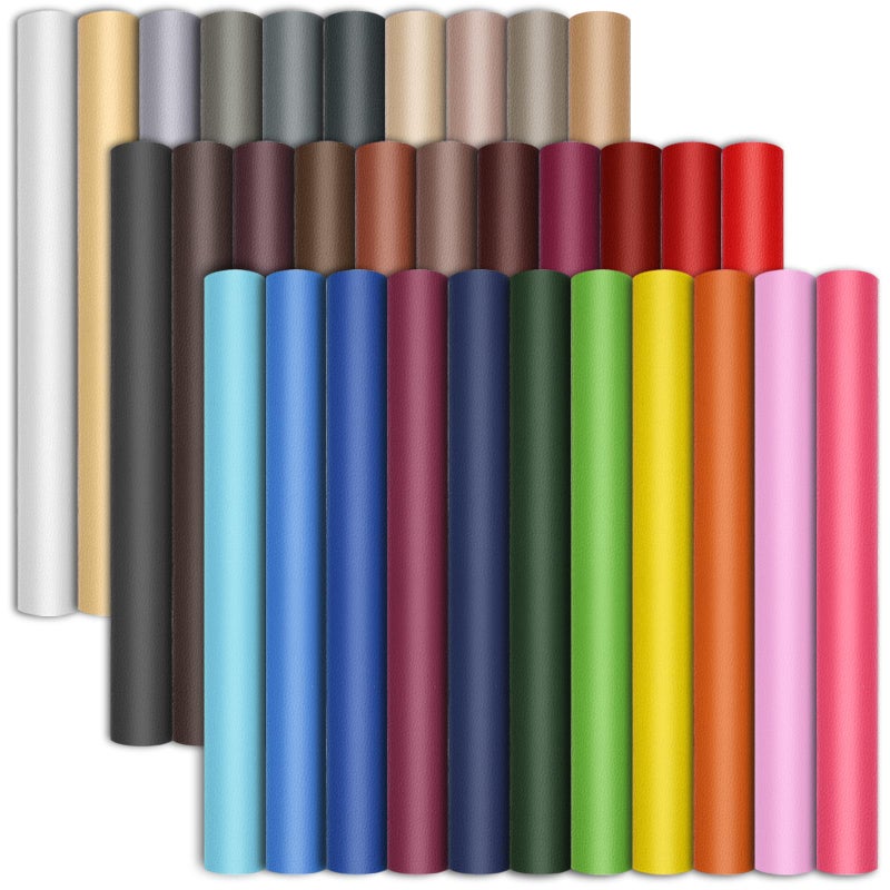 LOTMER 32 Pieces Faux Leather Sheets 8Ã—12 INCH 32 Colors Leather Fabric Sheets 0.7mm Thickness Faux PU Leather Sheets for Making Earring, Keychain, Jewelry and Other Handicrafts - Image 1