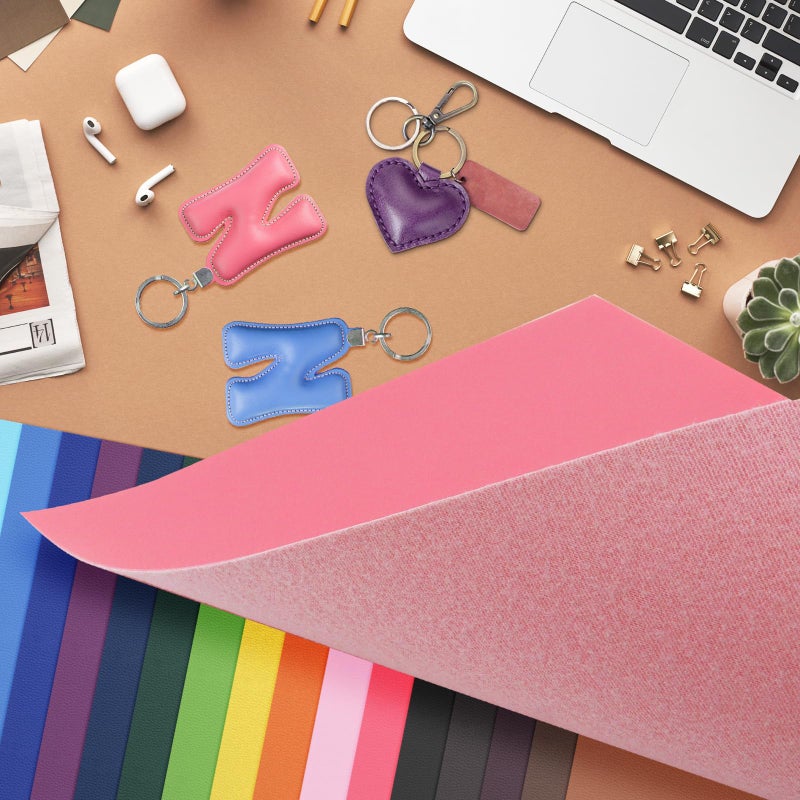 LOTMER 32 Pieces Faux Leather Sheets 8Ã—12 INCH 32 Colors Leather Fabric Sheets 0.7mm Thickness Faux PU Leather Sheets for Making Earring, Keychain, Jewelry and Other Handicrafts - Image 5