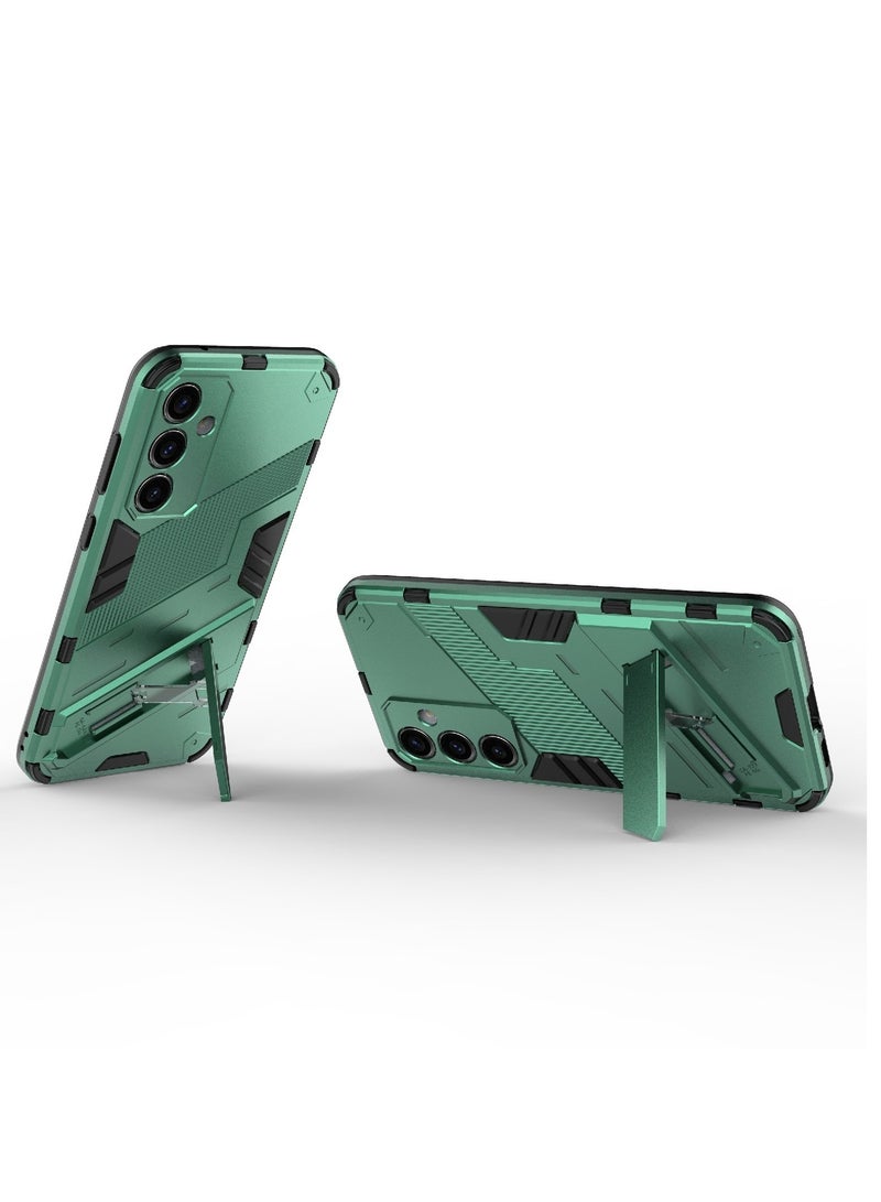Punk Armor 2 in 1 PC Tpu Shockproof Phone Case with Invisible Holder For Samsung Galaxy S23 FE 5G (green) - Image 3