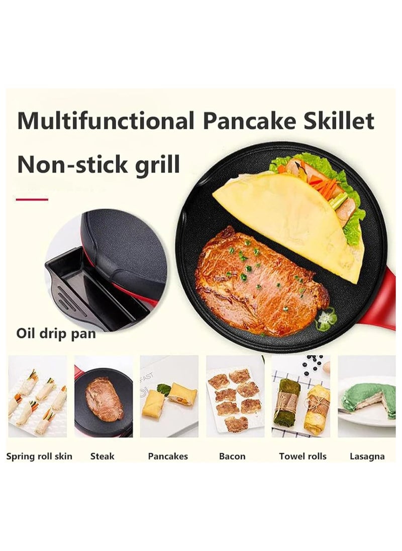 Instant Crepe Maker,Crepe Maker Nonstick,7in Electric Pancake Maker,Batter Spreader,Portable Crepe Maker & Non-Stick Dipping Plate,Non-Stick Griddle Baking Pan Cake Machine With Auto Power Off (Black)