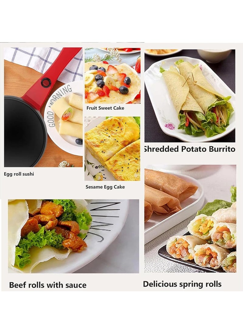 Instant Crepe Maker,Crepe Maker Nonstick,7in Electric Pancake Maker,Batter Spreader,Portable Crepe Maker & Non-Stick Dipping Plate,Non-Stick Griddle Baking Pan Cake Machine With Auto Power Off (Black)