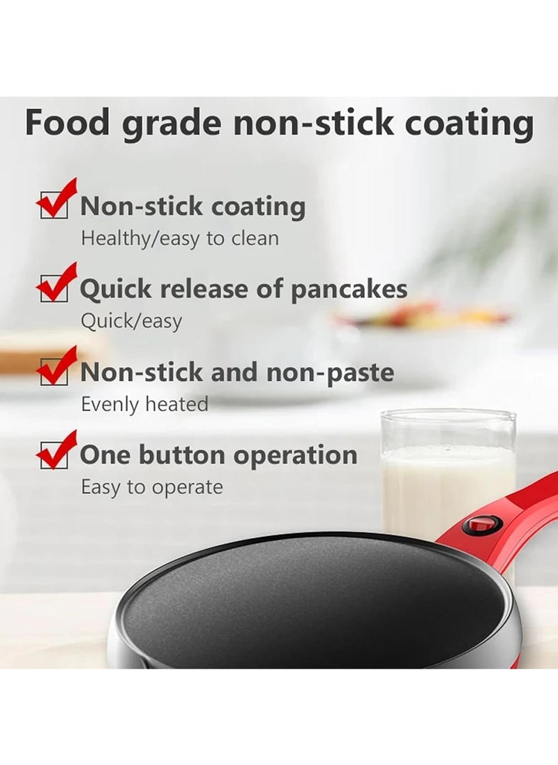 Instant Crepe Maker,Crepe Maker Nonstick,7in Electric Pancake Maker,Batter Spreader,Portable Crepe Maker & Non-Stick Dipping Plate,Non-Stick Griddle Baking Pan Cake Machine With Auto Power Off (Black)