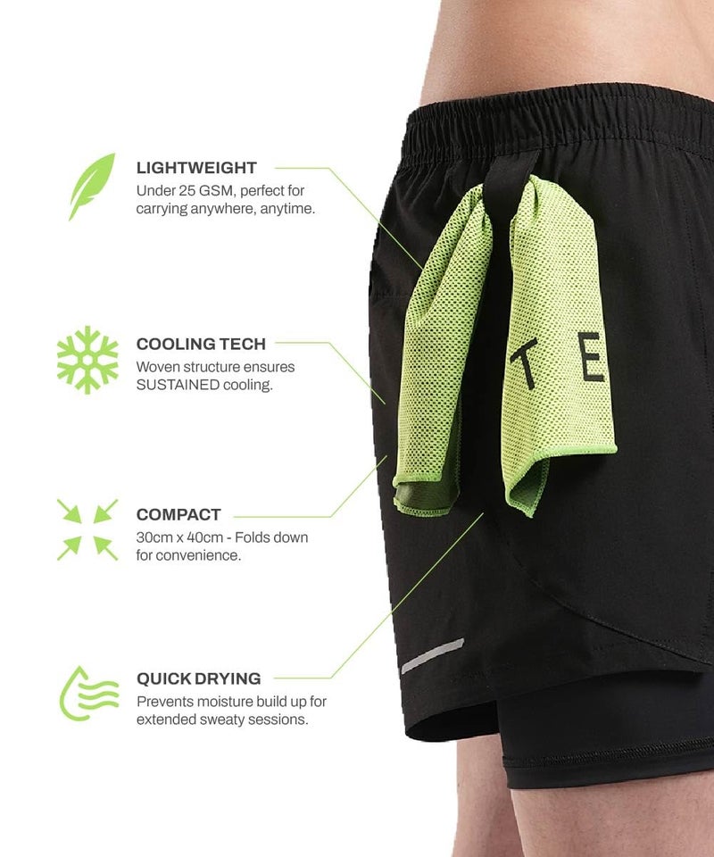 TEGO Pacer Cooling Towel | Lightweight Microfiber | Quick-Dry | Compact | Instant Cooling Effect | Workout & Running Essential2 (Pack of 2 - Black) - Image 3