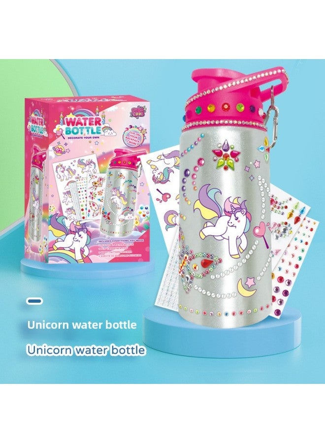 Kettle Water Cup Children's DIY Animal Dinosaur Theme Diamond Water Bottle Toy-Color:Sticker Diamond Water Bottle-Pony  - Image 1