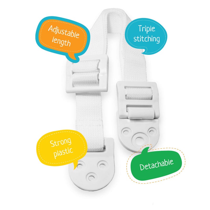 Boxiki Kids Adjustable Anti-Tip Furniture Anchors for Baby Proofing and Dresser Anchoring Kit. 8 PC Wall Anchors and Earthquake Straps. Baby Safety Kit and Home Safety Furniture Straps (White) - Image 4