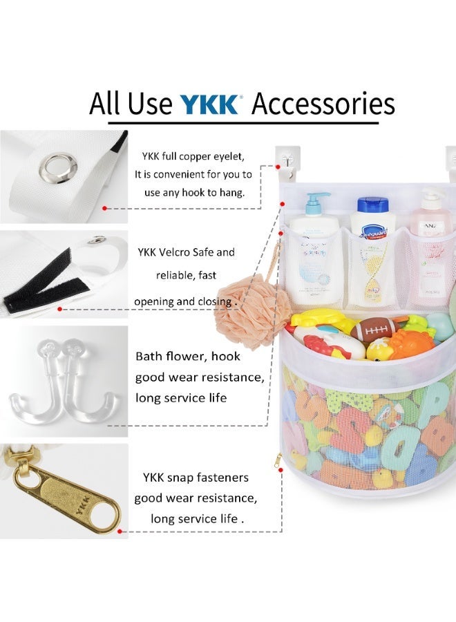 Baby Bath Toy Organizer, Large Mesh Bathtub Toy Storage Bag with 4 Strong Hooks, Corner Bathroom Storage Basket for Kids Bath Toys, Shampoo and Shower Accessories, Quick Dry Baby Bath Accessories Gift - Image 3