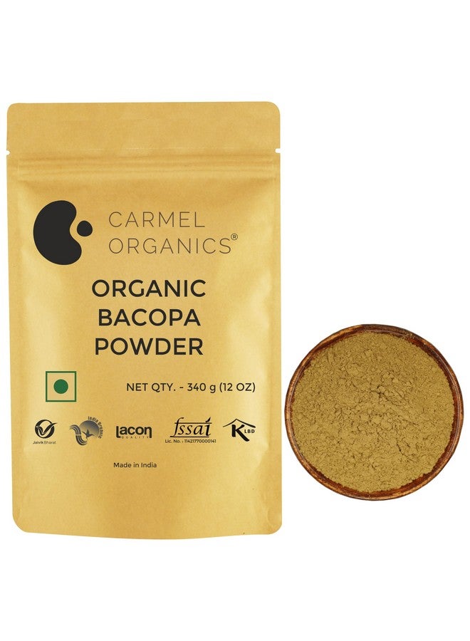 CARMEL ORGANICS CARMEL ORGANICS Bacopa Monnieri 340 Gram Powder | Herbal Supplement for Focus, Memory & Stress Relief | Non-GMO | No Added Preservatives | Neer Brahmi  - Image 1