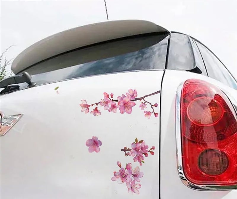 MAKTEM 3 PCS Pink Cherry Blossom Car Decal Stickers, Sakura Blossom Flower Pink Vinyl Car Decals, Waterproof, Glossy, Outdoor, Botanical, Cartoon, 6x8 Inches, 3 Pack - Image 2