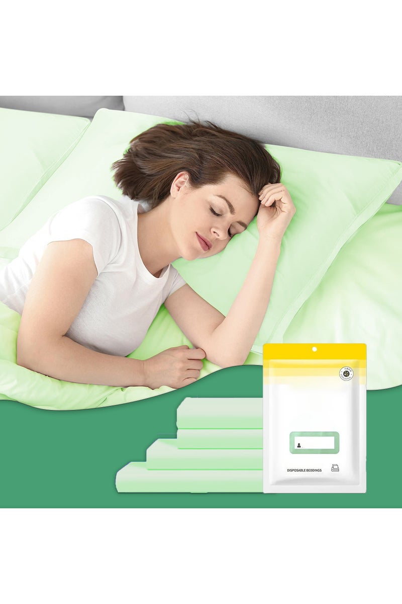Disposable Bedding Set – 4-Piece Pack (1 Bed Sheet, 1 Quilt Cover, 2 Pillowcases), 200×220 cm, Green Color, Hygienic & Portable – Ideal for Salon, Spa, Clinic, Travel & Guest Use - Image 1