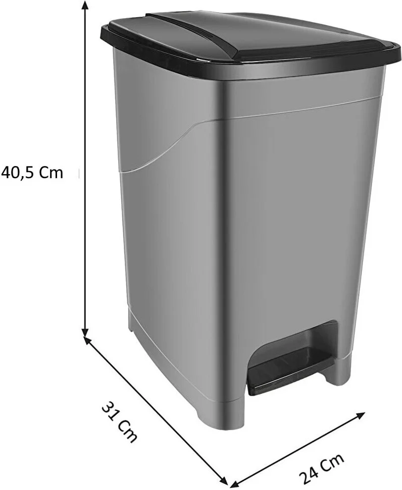 5 دي ام 15 Lt Saral Slim Pedal Plastic Trash Can with Black Lid