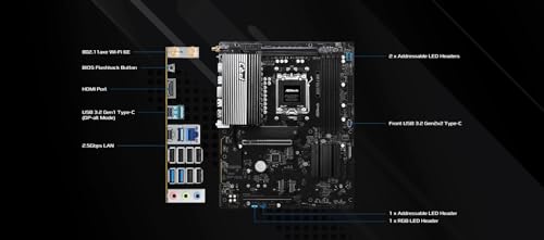 ASRock AMD B850 Pro A واي فاي 6E مقبس AM5 رايزن 9000، 8000 و7000 سلسلة DDR5 حتى 8000+ (OC) ميجاهرتز 256GB ATX اللوحة الأم M.2 SATA3 6.0 Gb/s PCIe 5.0 BIOS فلاشباك Realtek 2.5G LAN - Image 3